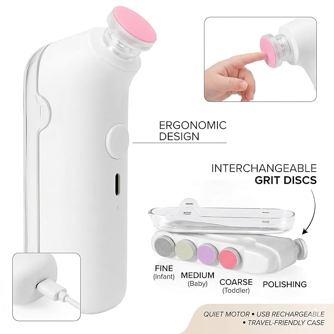 Baby Nail Care Electric Trimmer Kit with 5 Grinding Heads