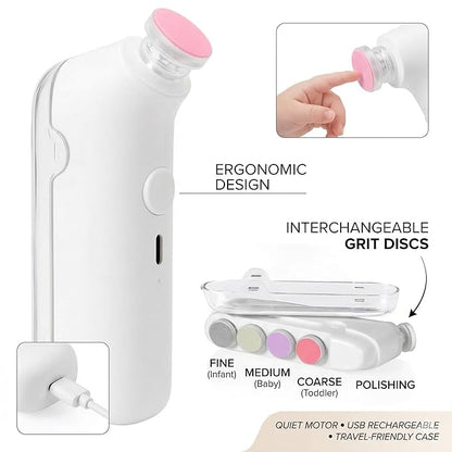 Baby Nail Care Electric Trimmer Kit with 5 Grinding Heads