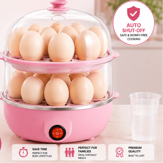 14-Egg Double Layered Electric Egg Boiler & Steamer